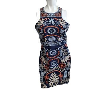 J.O.A Los Angeles Medium Dress sheath women embroidered flower texture zipper